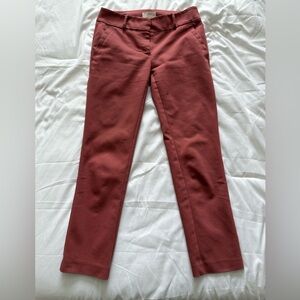 Loft Outlet Modern Skinny Ankle rust/brick red dress pants- size 0